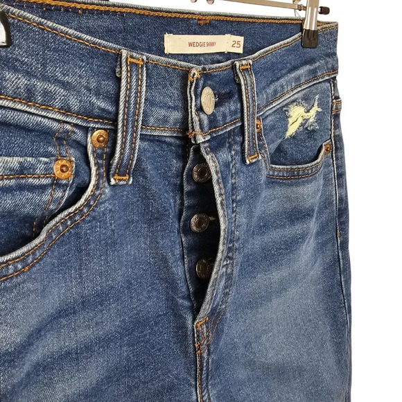 Levi's Womens Wedgie  Skinny Jeans Blue Size 25 Button Fly - Picture 4 of 9